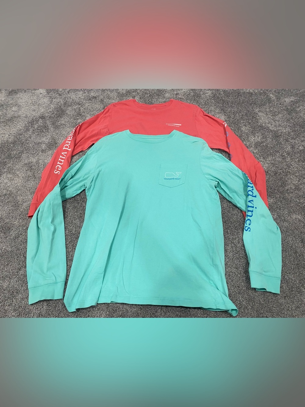Vineyard Vines Mens Medium Lot Of 2 Long Sleeve Pocket T-Shirt Whale Logo